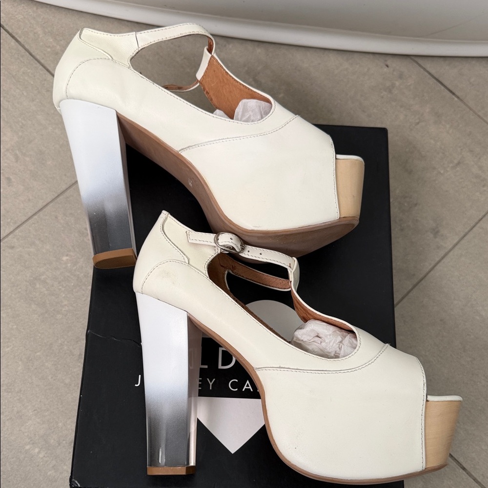 Jeffrey Campbell White Peep Toe platform Heels - Picture 10 of 10
